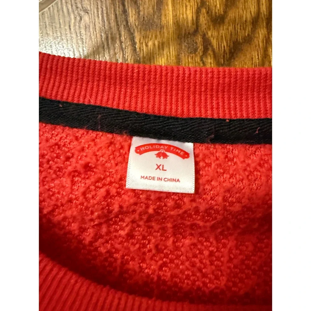 Holiday Time Womens Red Sherpa Reindeer Pajama Set XL Buffalo Plaid Fleece 2PC‎